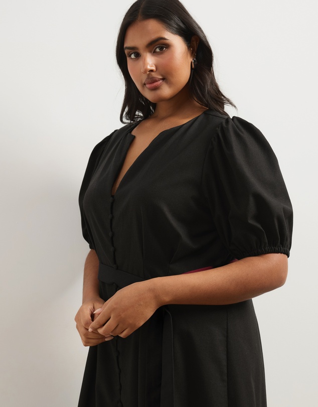 Atmos&Here Curvy - Audrey Fitted Button Front Midi Dress