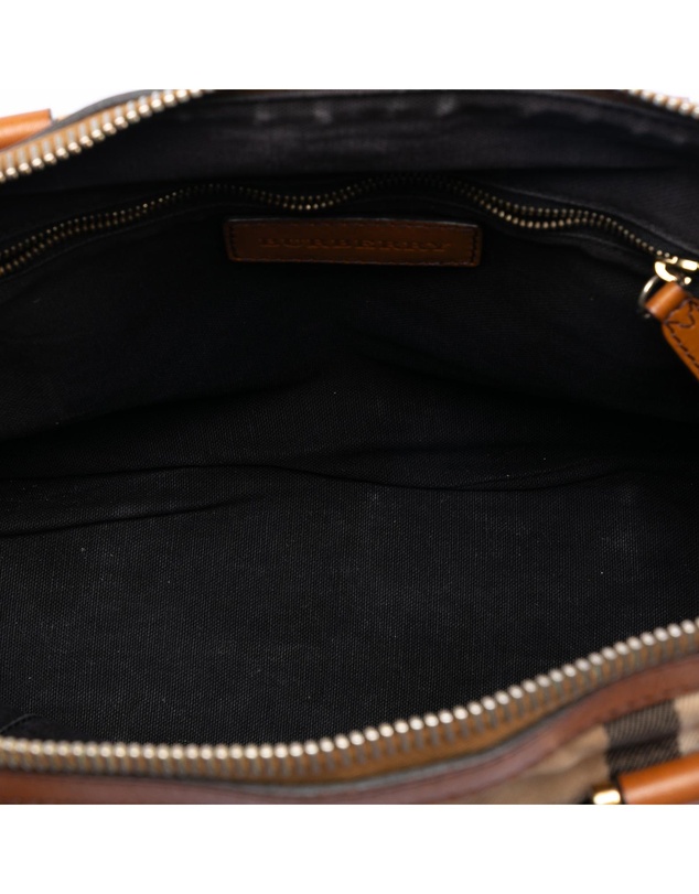 Pre-Loved by Azura Reborn - Pre-Loved Small Leather Trimmed House Check Canvas Bridle Orchard Satchel