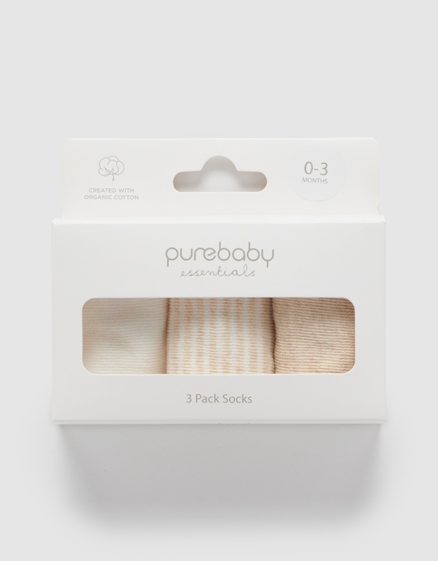 Purebaby - 3 Sock Pack-Kids-Babies