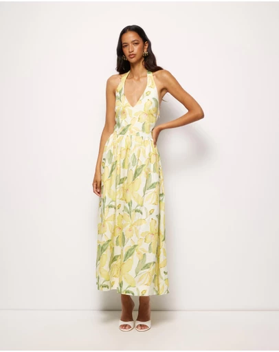 AERE - Sani Halter Linen Midi Dress