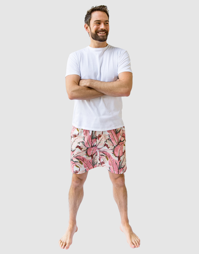 Sant And Abel - Men's Martinique® Pink Banana Leaf Sleep Shorts