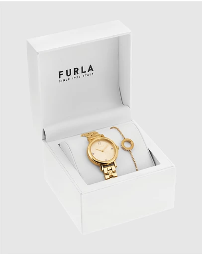 Furla - Petite Shape Gold-Tone Watch & Bracelet Gift Set