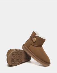 EVERAU - Australian Shepherd Ugg Nolan Kids Mini Button Cow Suede Upper UGG Boots