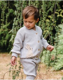 Kynd Baby - Knit Bunny Cardigan in Snow Marle