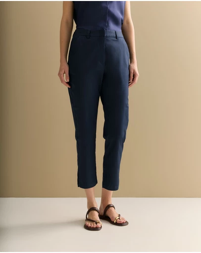 Trenery - Stretch Cotton Twill Capri Pant in Navy