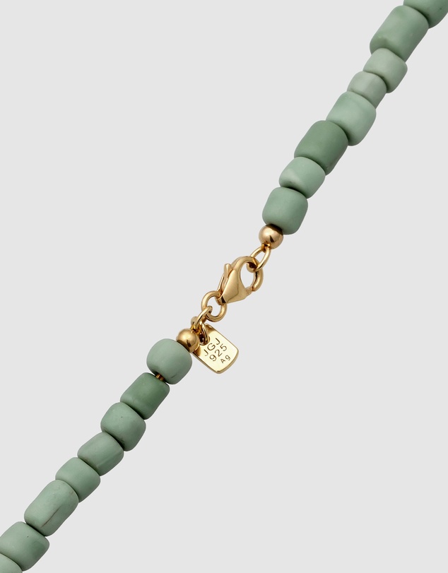 Kuzzoi - ICONIC EXCLUSIVE - Green Beads Necklace with Gold-Plated Silver Closure