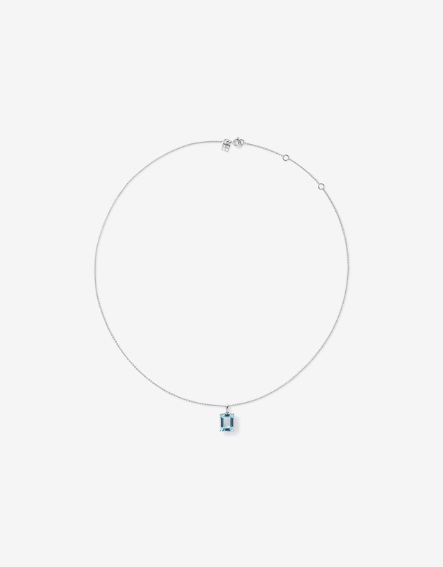 Michael Hill - Emerald Cut Sky Blue Topaz Pendant with Chain in Sterling Silver