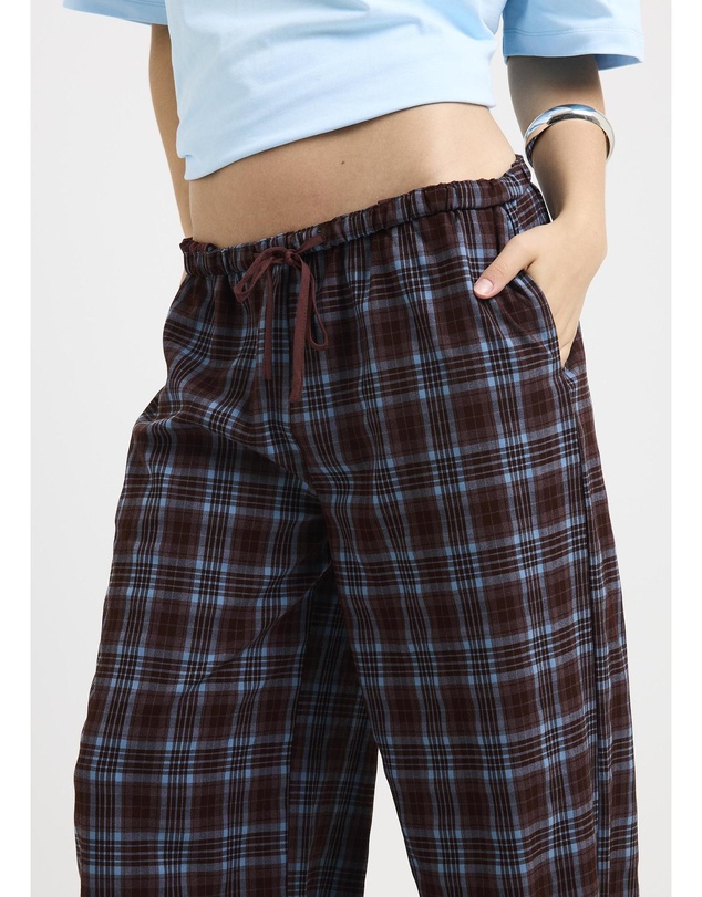 Subtitled - Clio Plaid Wide Leg Pants