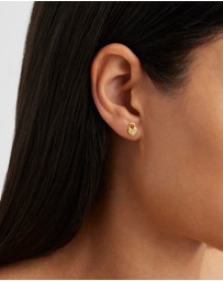 By Charlotte - Crystal Lotus Heart Padlock Stud Earrings