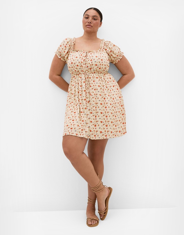 City Chic - Plus size Dream Print Mini Dress - butter
