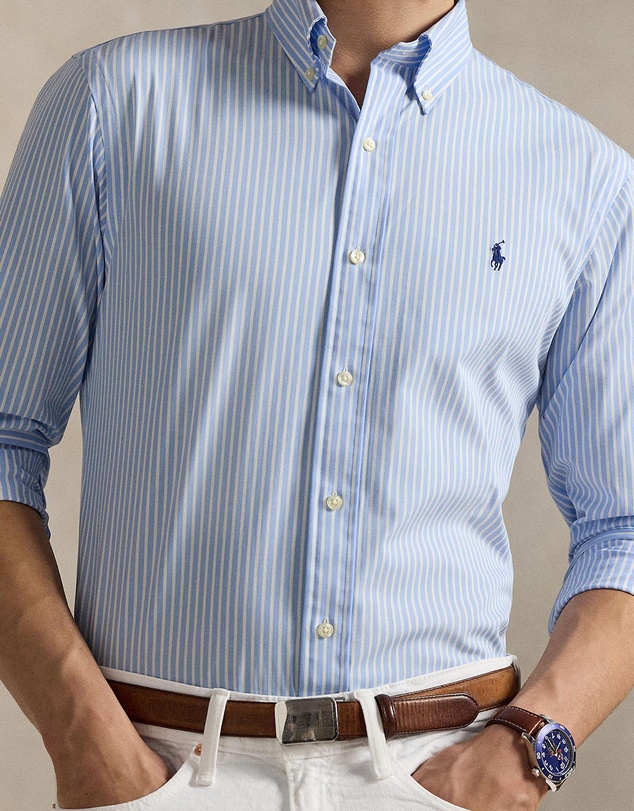 Polo Ralph Lauren - Custom Fit Striped Stretch Poplin Shirt - ICONIC EXCLUSIVE