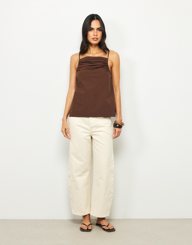AERE - Zara Ruched Poplin Top