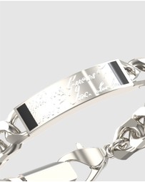 GUESS - Silver-Tone Script Onyx Signet Bracelet