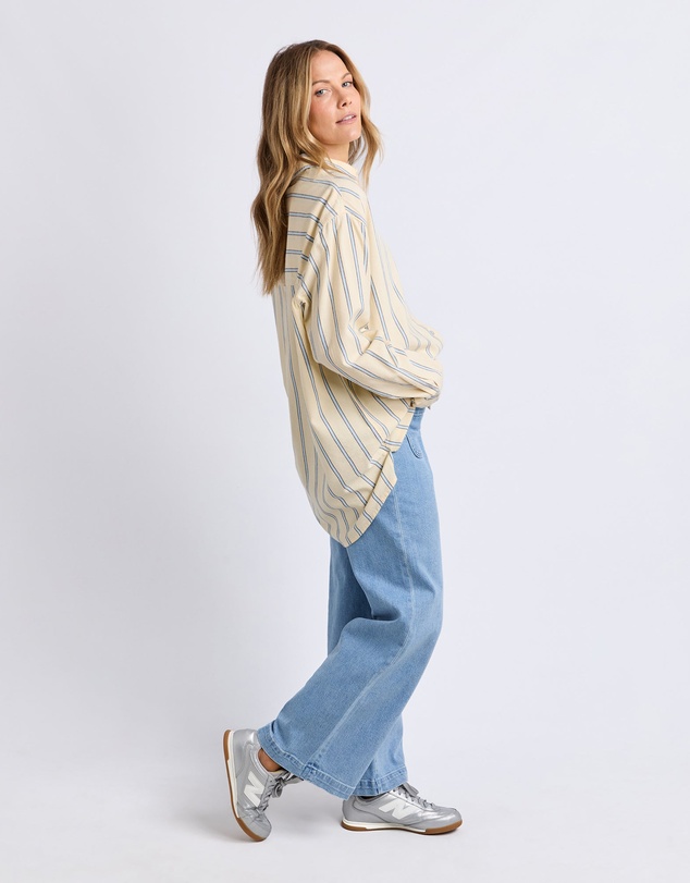 Foxwood - Sadie Shirt Lemon/Blue/Coffee Stripe