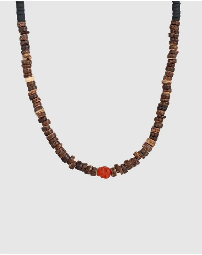 Kuzzoi - ICONIC EXCLUSIVE - Cornelian Skull Bead Necklace in 925 Silver