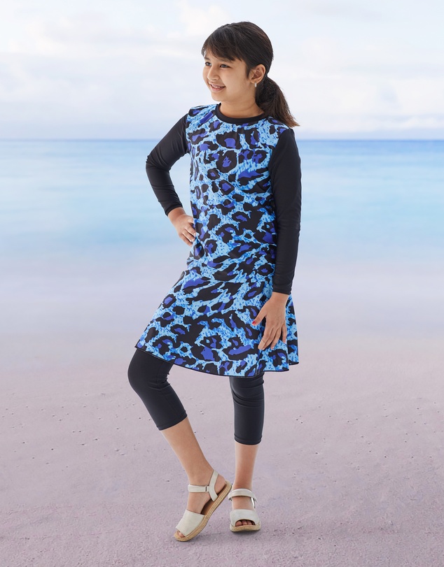 Modest Mermaid - Lucky Leopard girls swim set SPF50+