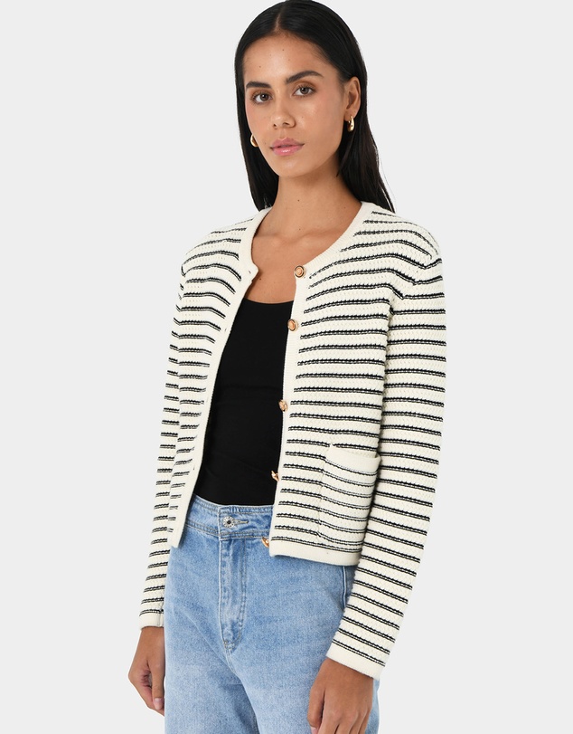 Forcast - Hollis Texture Stripe Cardigan