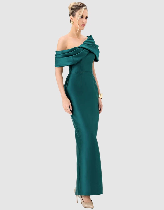 Bariano - Weiss Asymmetric Off Shoulder Gown