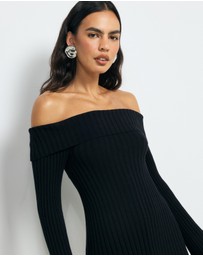 AERE - Gabi Off Shoulder Knitted Mini Dress