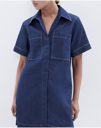 UNISON - Collared Denim Utility Dress