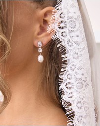 The White Collection - Poppy - Freshwater Silver Pearl Bridal Earrings