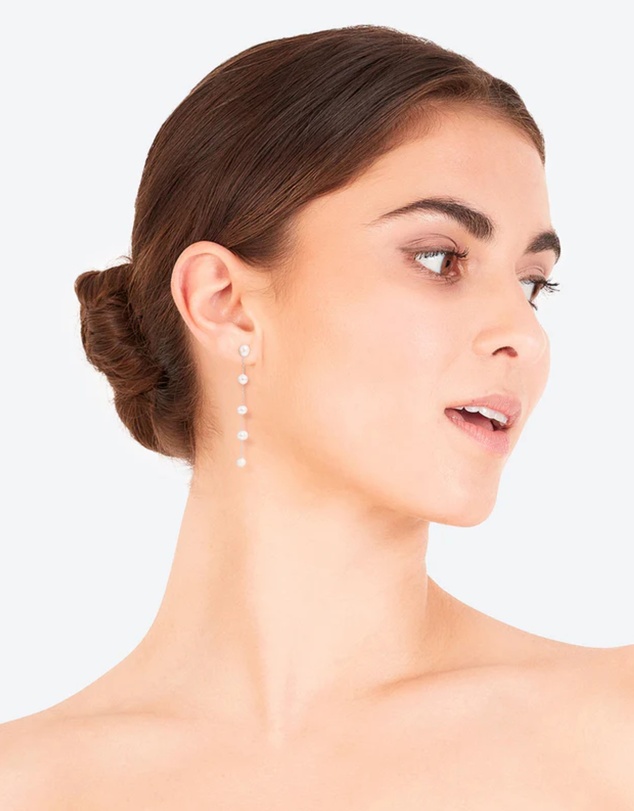 Lovisa - Silver Plated Five Freshwater Pearl Long Drop Earrings