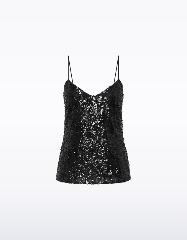 Carla Zampatti - Black Cascade Sequin Thin Strap Top