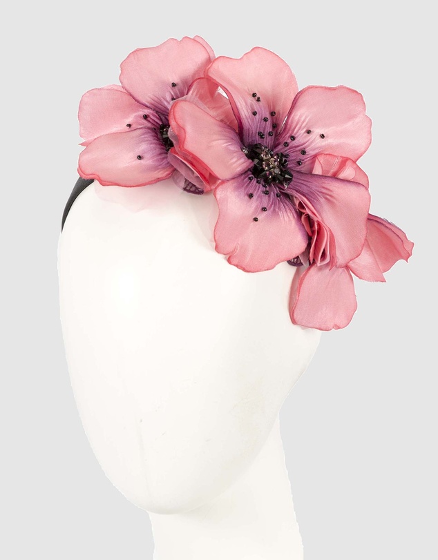 Max Alexander - Large Pink Flower Headband Fascinator