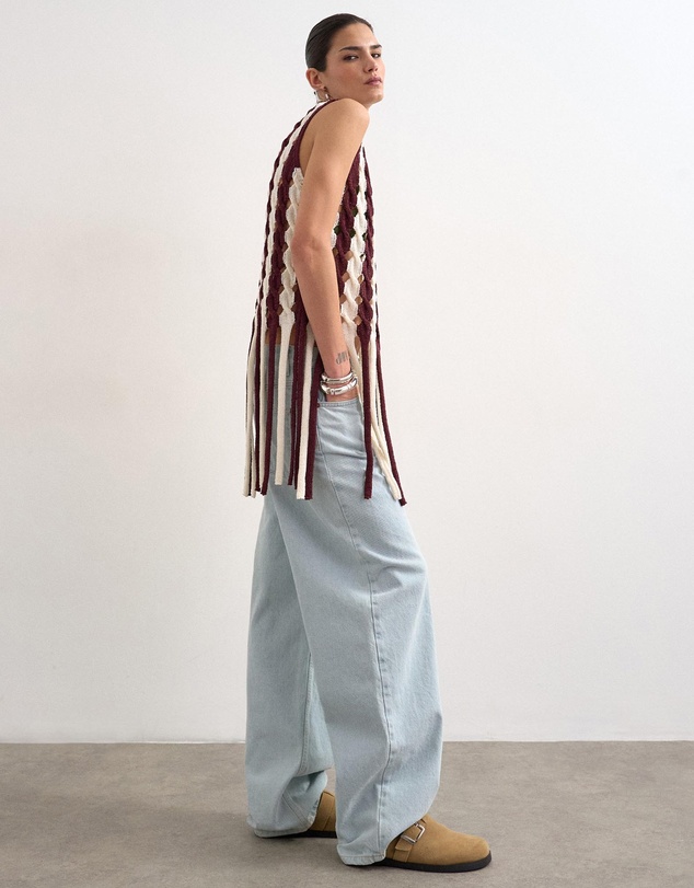 TOPSHOP - Fina Knitted Cable Tassel Tank