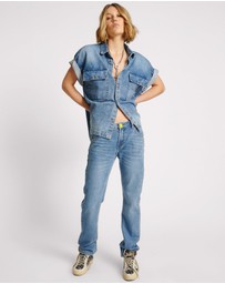ONE TEASPOON - Blue Rapture Truckers Low Waist Straight Leg Denim Jeans
