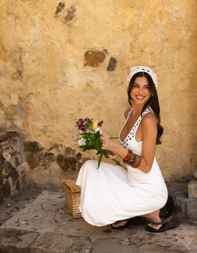 Beginning Boutique - Amba White Button Detail Midi Dress