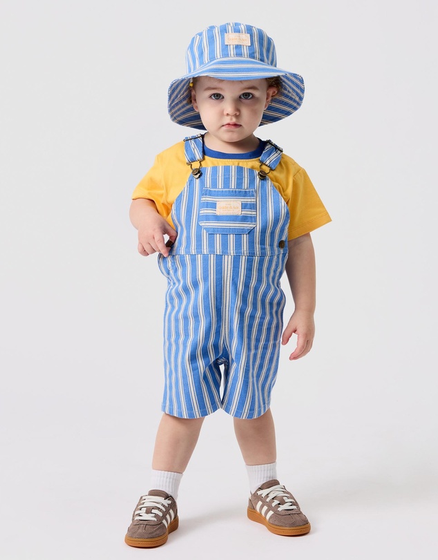 Goldie + Ace - Lightweight Cotton Twill Stripe Burton Shortalls - ICONIC EXCLUSIVE - Babies