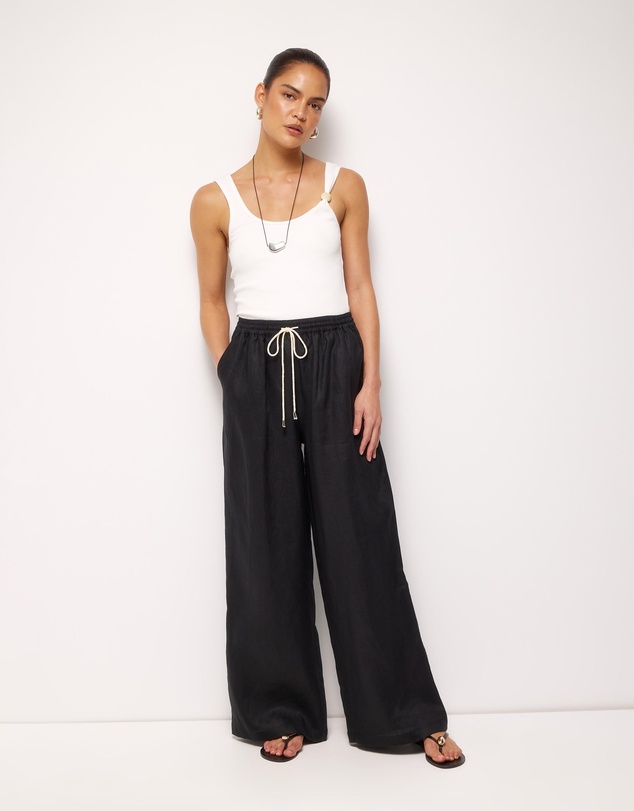 AERE - Contrast Drawcord Linen Pants