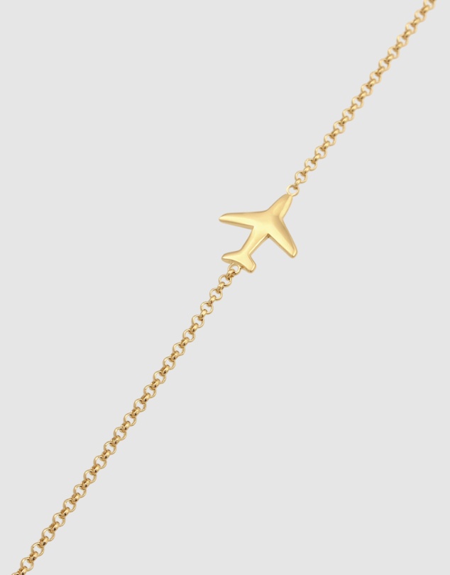 Elli Jewelry - Necklace Aeroplane Travel 925 Sterling Silver Gold-Plated