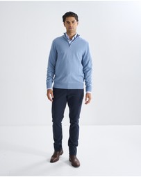3 Wise Men - 3 Wise Men Harvey Zip Neck Merino Knit - Steel