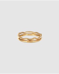 Elli Jewelry - Ring Stack Set Of 2 Geo in 925 Sterling Silver Gold Plated