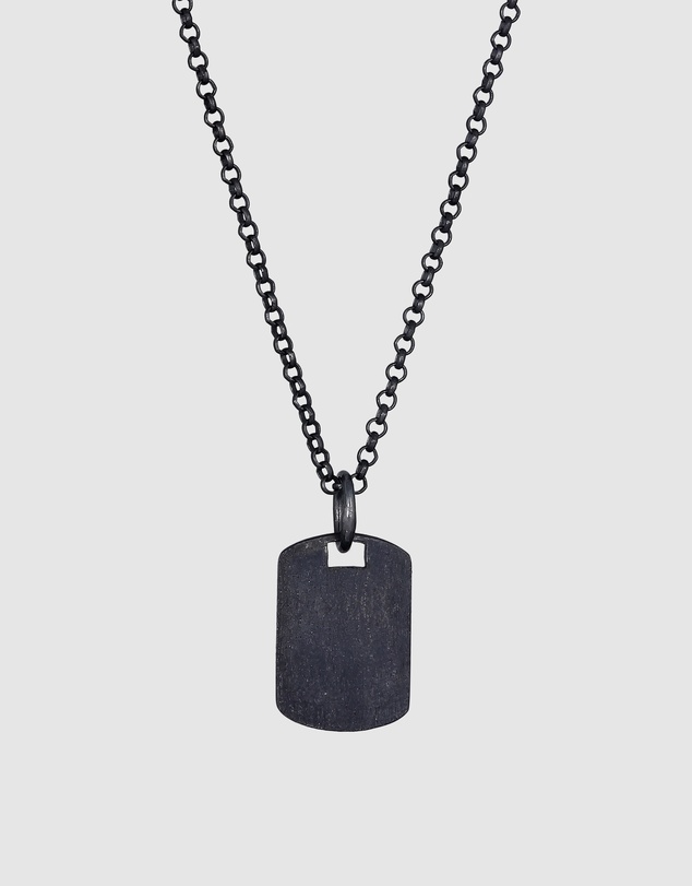 Kuzzoi - ICONIC EXCLUSIVE - Tag Pendant Necklace in Oxidised 925 Sterling Silver
