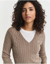 Gant - Stretch Cotton Cable V-Neck Knit