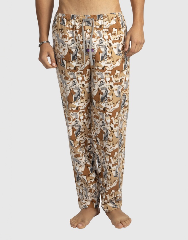 Mitch Dowd - Mens Dog Yard Flannel Sleep Pants - Beige