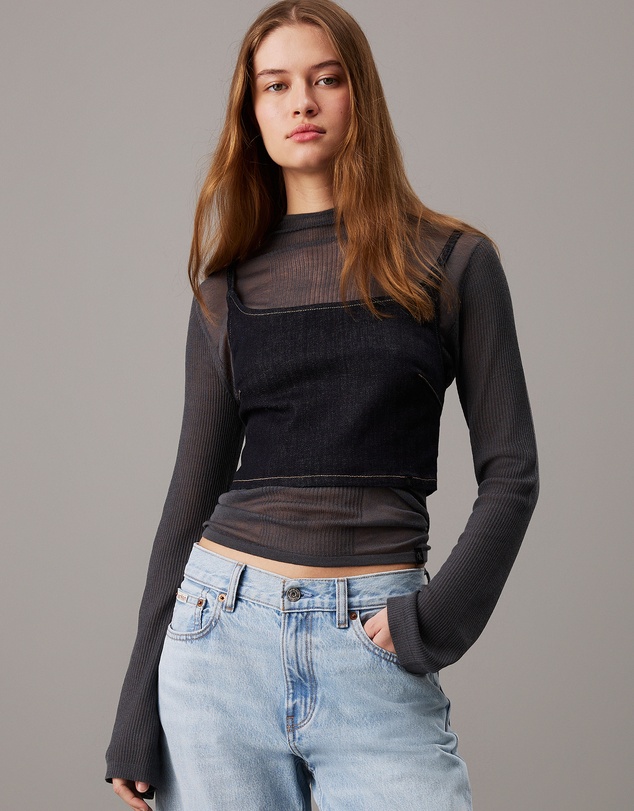 Calvin Klein Jeans - Sheer Knit Long Sleeve Top