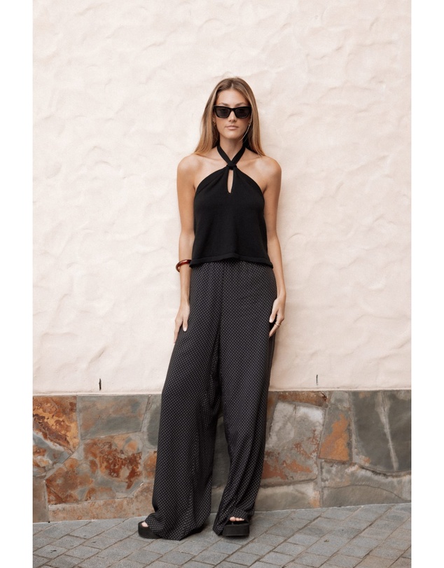 Petal & Pup - Lexi Elastic Waist Pant - Black Polkadot