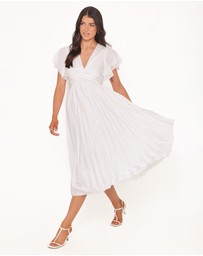Petal & Pup - Nova Flutter Sleeve Midi Dress - White
