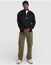 GUESS Jeans - GUESS JEANS Half Zip Regular Embroidered Sweatshirt