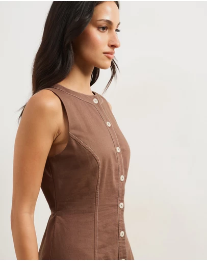 Atmos&Here - Cara Contrast Bind Midi Dress