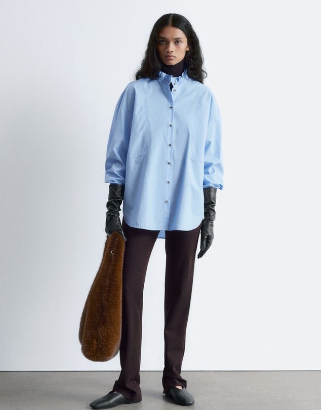 & Other Stories - Long Stand-Collar Cotton Shirt