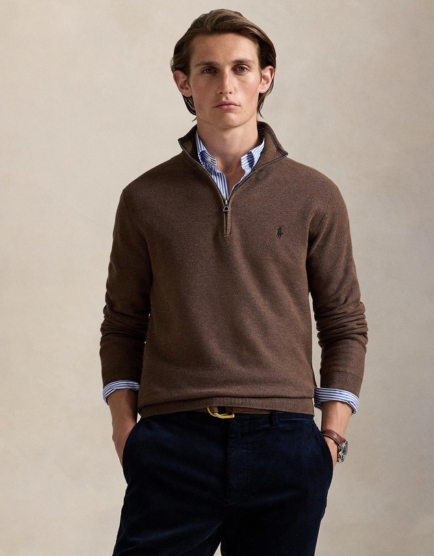 Polo Ralph Lauren - Mesh-Knit Cotton Quarter-Zip Sweater