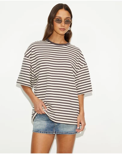Dazie - Nostalgia Stripe Oversized Boyfriend Tee