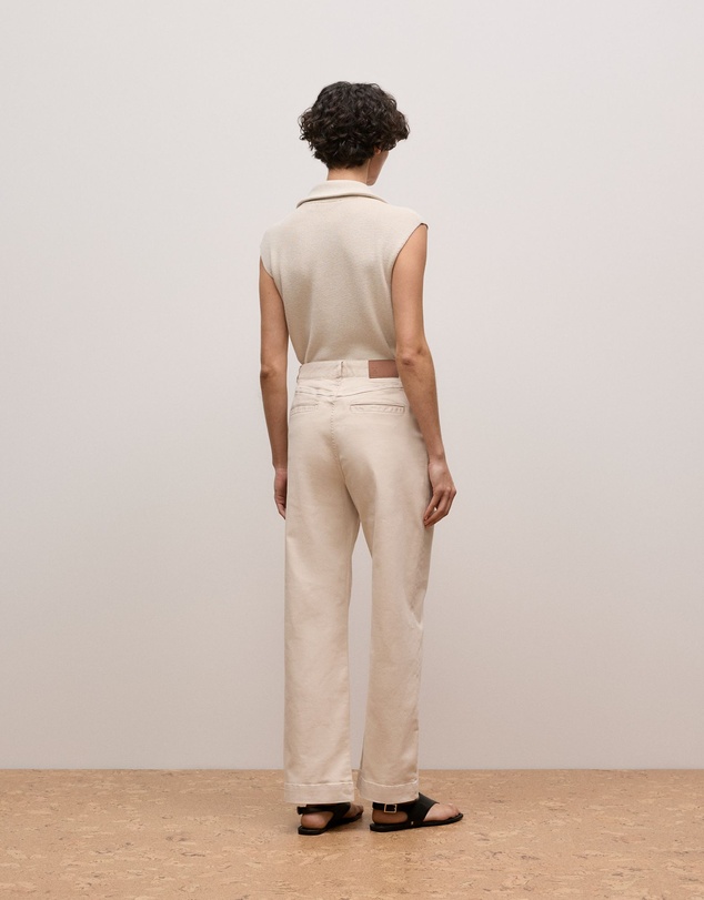 Trenery - Garment Dyed Denim Tailored Pant in Stone