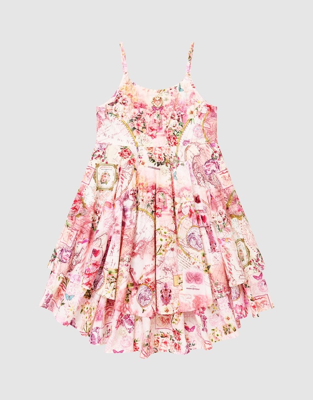 Camilla - Round Neck Layered High-Low Dress - Kids-Teens