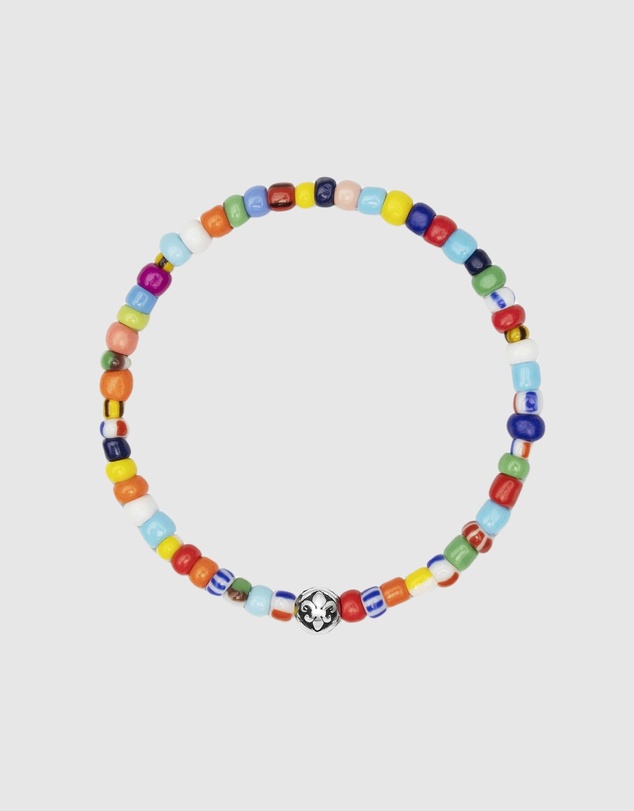 Nialaya Jewellery - Wristband with Assorted Vintage Trifocal Beads and Silver